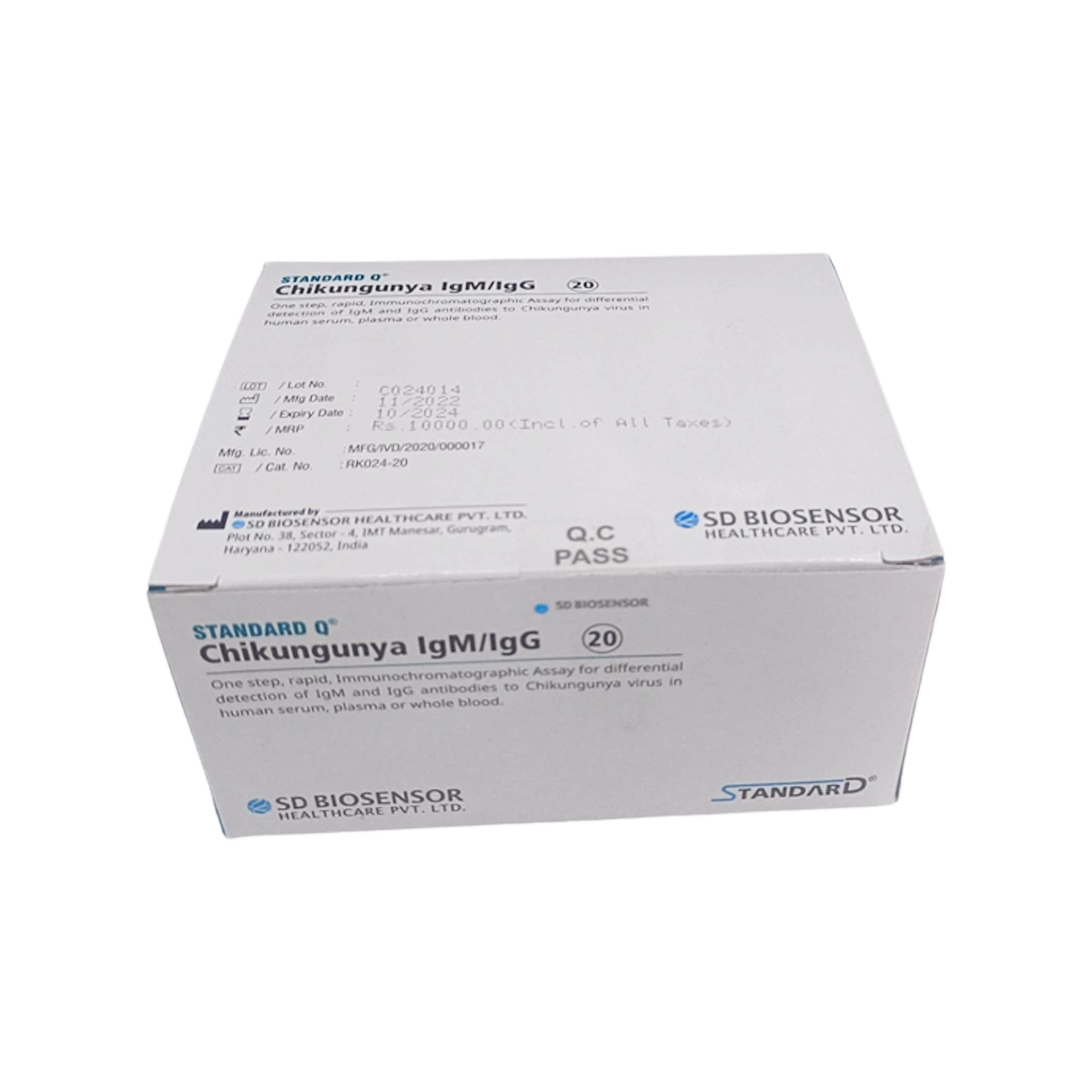 Sd Biosensor Standard Q Chikungunya Igg Igm Rapid Card Pack Of