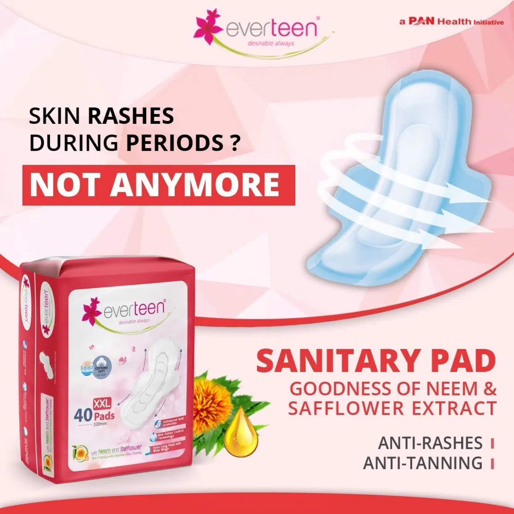 Everteen Xxl Sanitary Napkin Pads With Cottony Soft Top Layer Sanitary