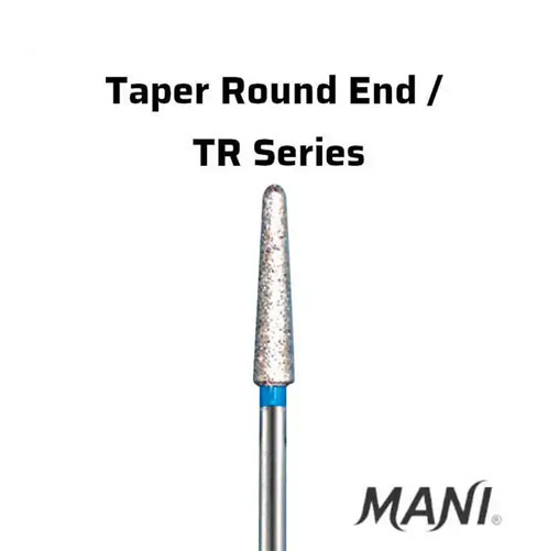 Mani Taper Round End TR Series Super Short Shank Diamond Burs Standard Blue TR SS21